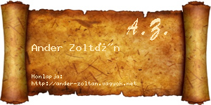 Ander Zoltán névjegykártya